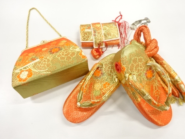 檜扇に牡丹模様織出し七五三セット（草履18センチ）